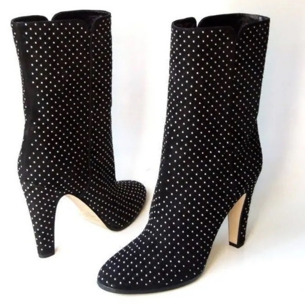 JIMMY CHOO "Tari" Studded Mid-Calf Suede Boots Size 40 / US 10